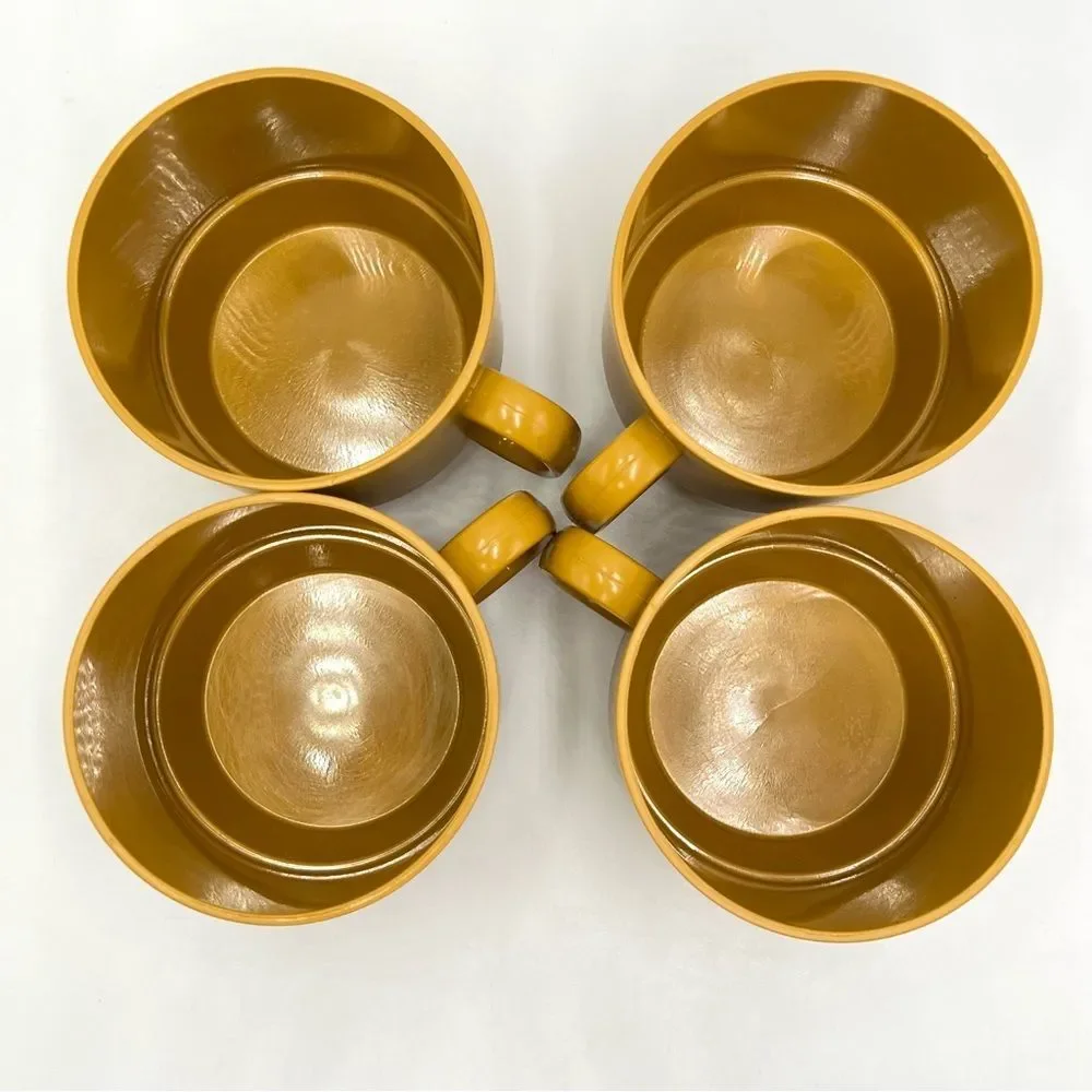 Vintage‎ Set of 4 Lexington Mustard Yellow / Harvest Gold Melamine Mugs Cups